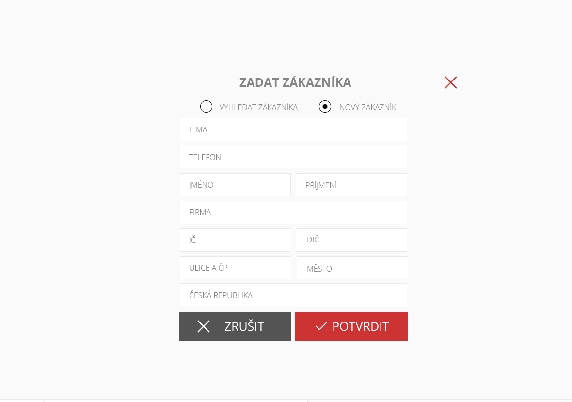 nový zákazník z pokladny