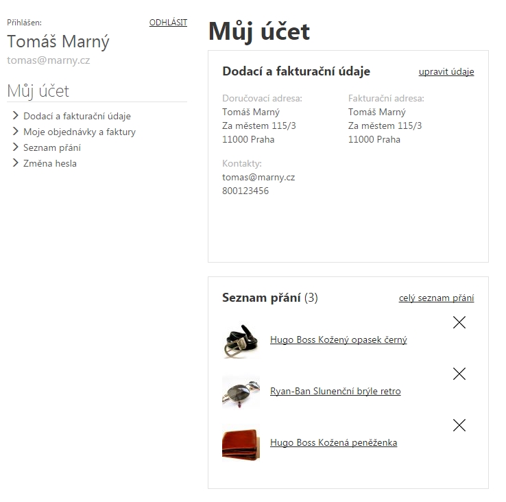 oblíbené produkty eshopu