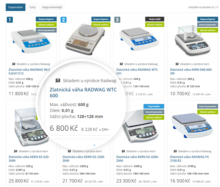 Zobrazení parametrů zboží již ve výpisu produktů